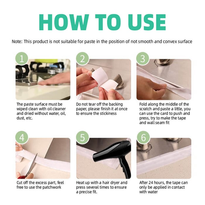 Magic Anti-Mold Peel & Stick Self Adhesive Caulk Tape Strip