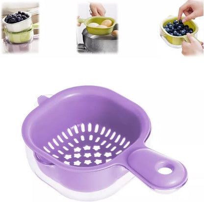 Kitchen Dual-Layer Draining Basket with Handle