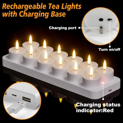 Rechargeable LED heat candles (flameless) – Set of 12