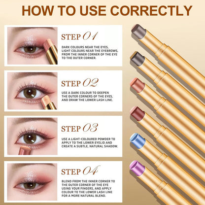 3-Shade Cream Eyeshadow Stick – Smooth Blendable Eye Makeup (Pack of 6)