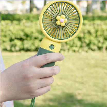 Cute contrast colour flower handheld small fan