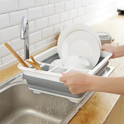 Kitchen Foldable Dish Rack with Drainer