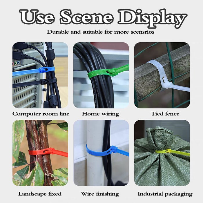 Buckle Self-locking Premium Nylon Cable Wire Ties - Pack Of 100