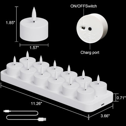 Rechargeable LED heat candles (flameless) – Set of 12