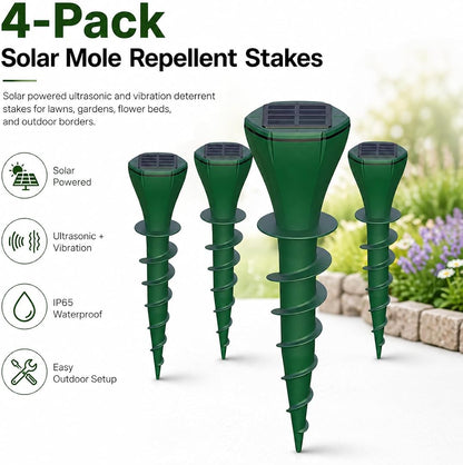 ☘️Solar Powered Waterproof Screw Mole Repellent