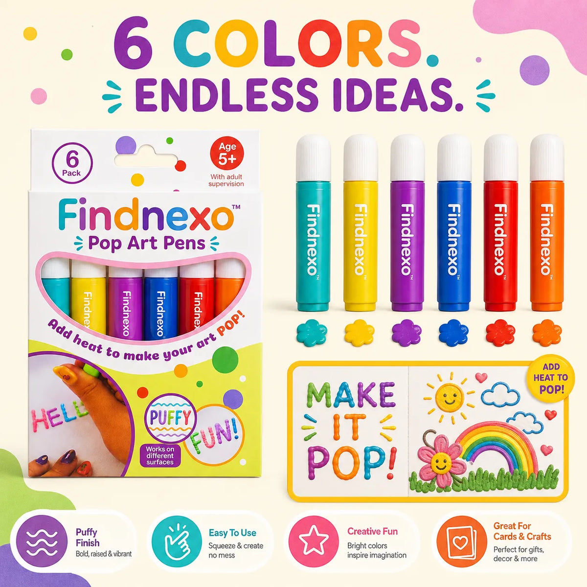 3D Relief Art Pen SET OF 12 – Turn Flat Drawings Into Touchable 3D Art