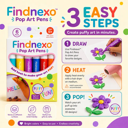 3D Relief Art Pen SET OF 12 – Turn Flat Drawings Into Touchable 3D Art