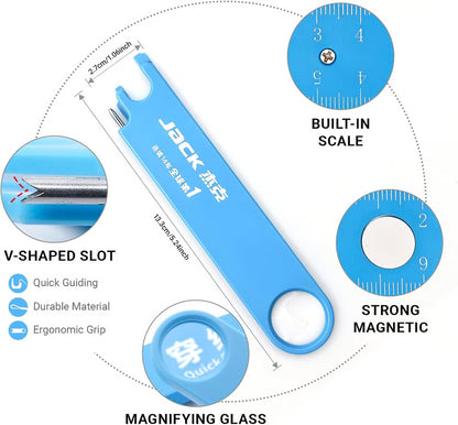 4-in-1 Magnetic Needle Threader with Magnifier, Ruler & Seam Ripper