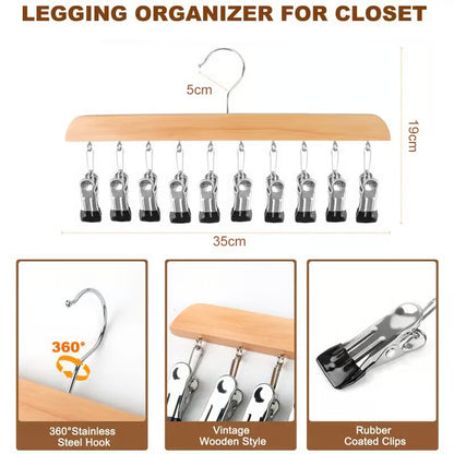 Closet Organizer with 10 Clips - Space Saving Hanging Closet Organizer