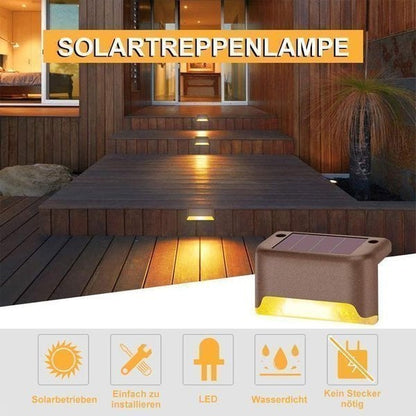 LED Solar Lamp Path Staircase Outdoor Waterproof Wall Light Pack of 4