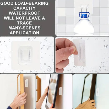 Transparent Double-sided Adhesive Wall Hooks - Pack Of 16