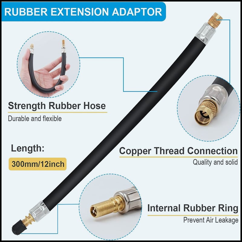 Universal Flexible Tire Valve Extenders for Car, Motorcycle, RV, Truck, Bike, Scooter
