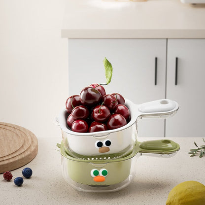 Kitchen Dual-Layer Draining Basket with Handle