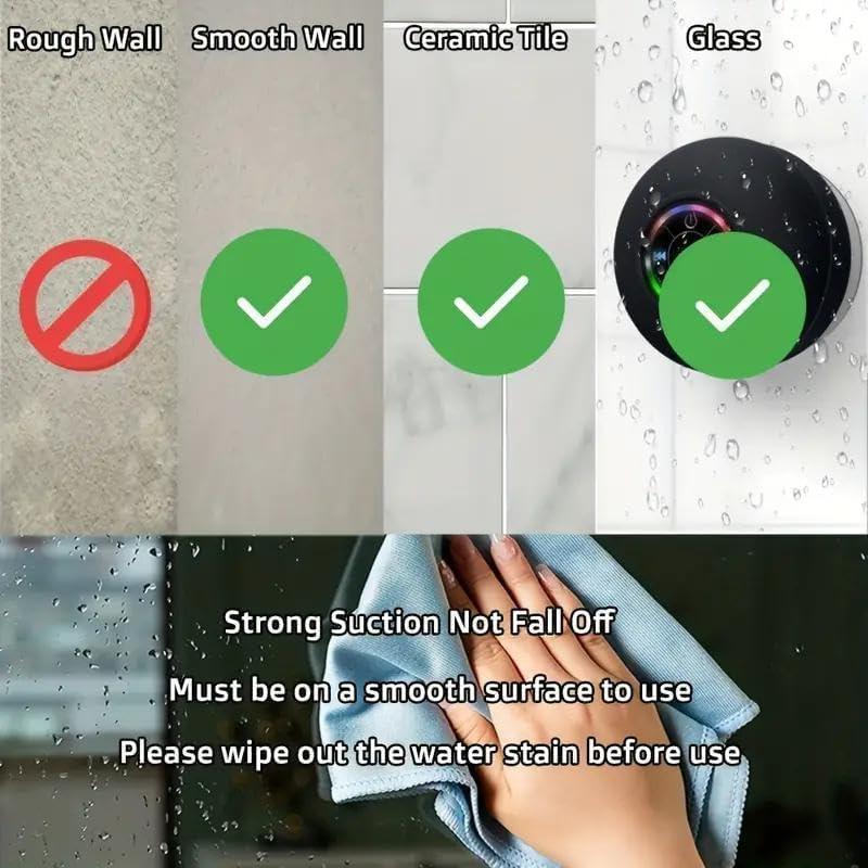Bathroom Waterproof Wireless Bluetooth Speakers with LED Light