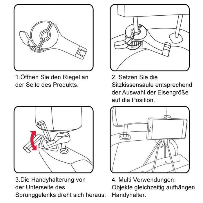 Headrest mount car hook