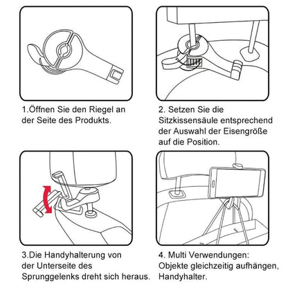 Headrest mount car hook