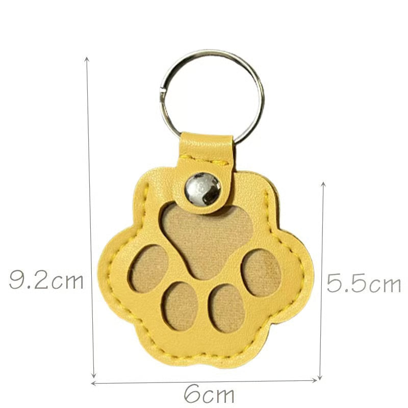 Pet Paw Shaped Leather Keychain - 4PCS