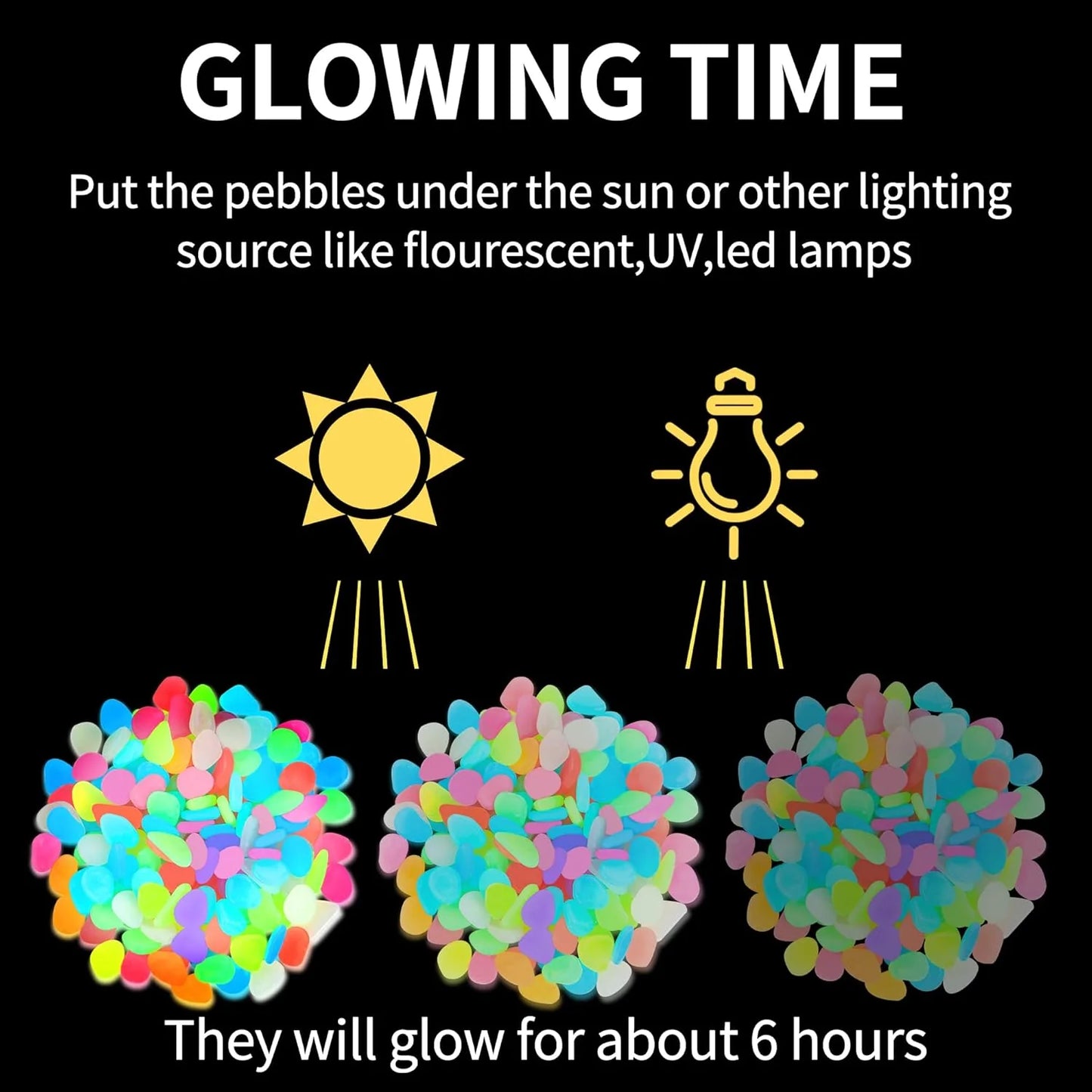 LUMINOUS STONES – MULTI COLOR GLOW STONES (200 PCS)