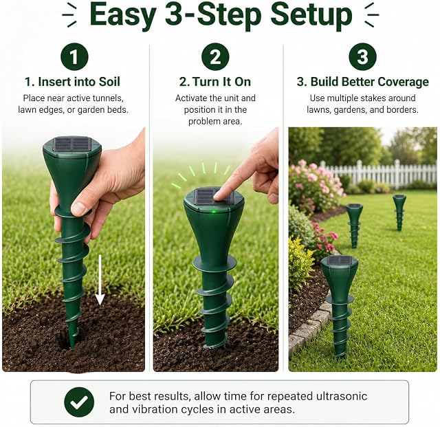 ☘️Solar Powered Waterproof Screw Mole Repellent