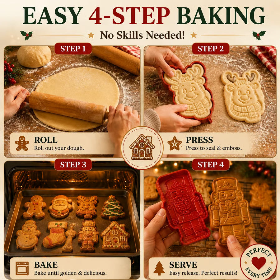 🍪Christmas Baking Moulds – 9 Festive Designs 🎄