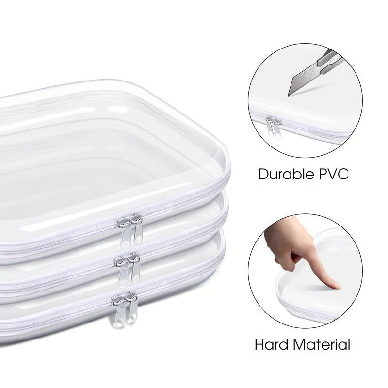 Clear Hard Shell Zipper Case 3PCS