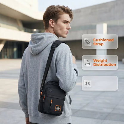 Men’s Oxford Crossbody Sling Bag – Water-Resistant, Multi-Pocket Daily Bag