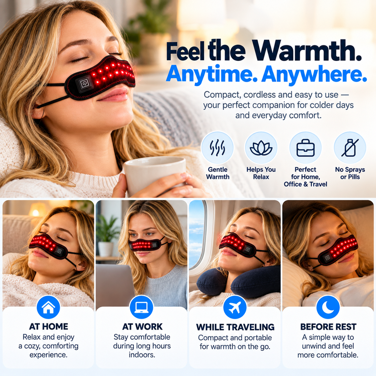 Sinus & Stuffy Nose Relief — Sinulia™ Red Light Heated Nose Band