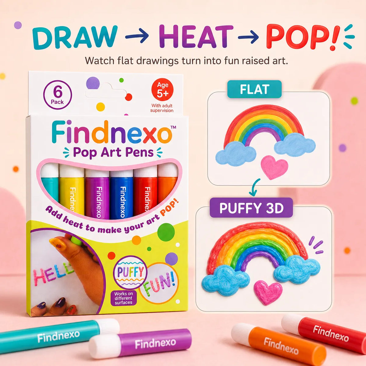 3D Relief Art Pen SET OF 12 – Turn Flat Drawings Into Touchable 3D Art