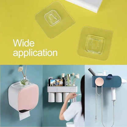 Transparent Double-sided Adhesive Wall Hooks - Pack Of 16