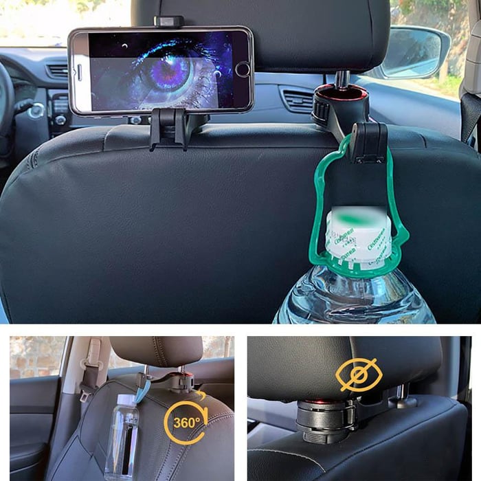 Headrest mount car hook