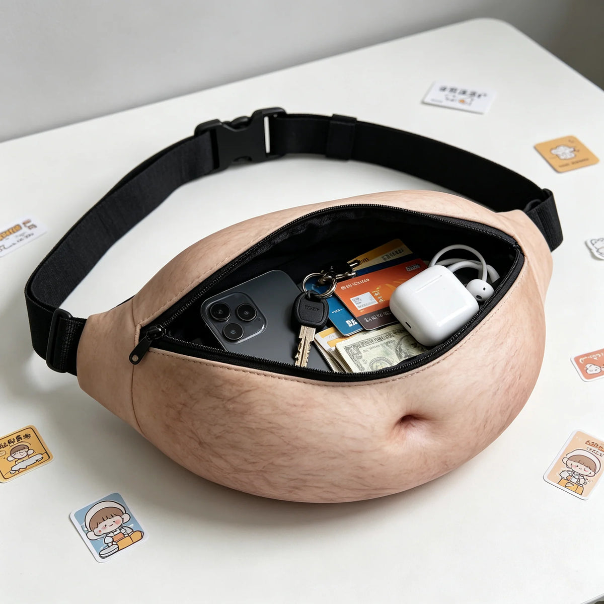 REALISTIC FAKE BEER BELLY WAIST BAG