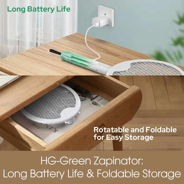 Green Zapinator - Eco-Friendly Electric UV Mosquito Swatter with Built-in Battery