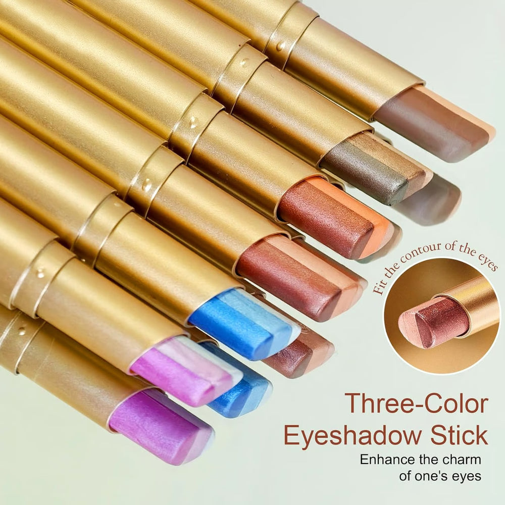 3-Shade Cream Eyeshadow Stick – Smooth Blendable Eye Makeup (Pack of 6)