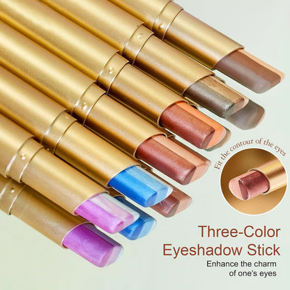 3-Shade Cream Eyeshadow Stick – Smooth Blendable Eye Makeup (Pack of 6)
