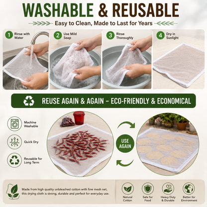 Reusable Cotton Drying Cloth with Net