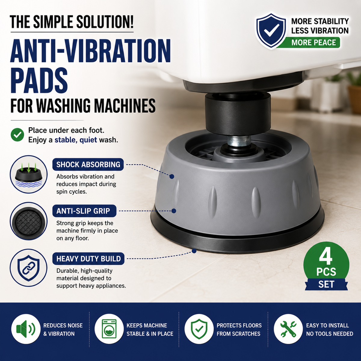 ANTI-VIBRATION PADS FOR WASHING MACHINE - 4 PCS