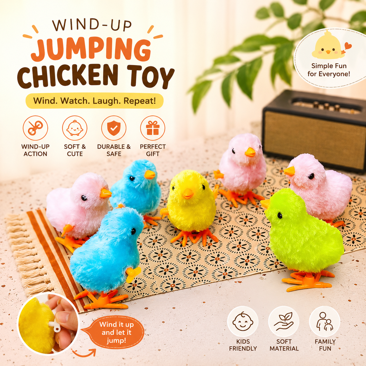 🐥 Wind-Up Jumping Chicken Toy