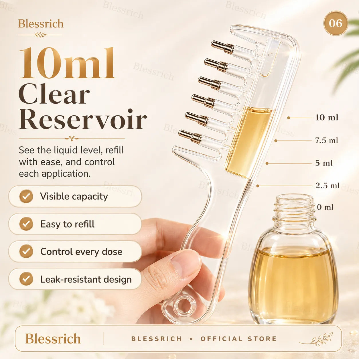 Transparent Hair Oil Applicator Comb With Serum