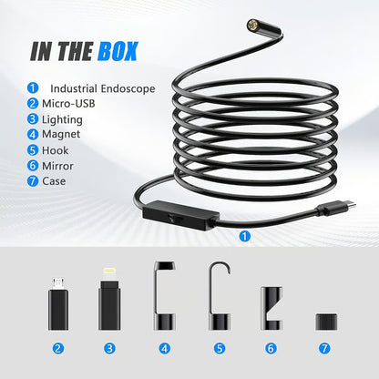 🔎 Plug-and-Play Endoscope Camera - Compatible with Android & iPhone & ipad for Direct Connection
