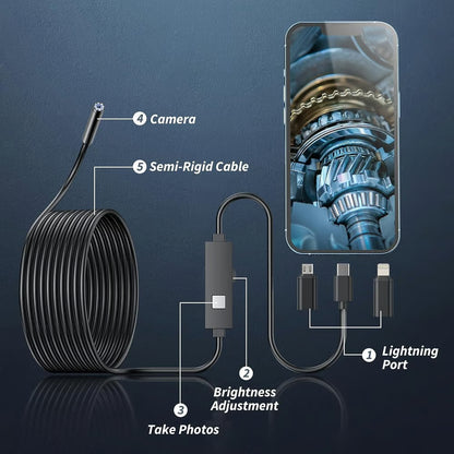 🔎 Plug-and-Play Endoscope Camera - Compatible with Android & iPhone & ipad for Direct Connection