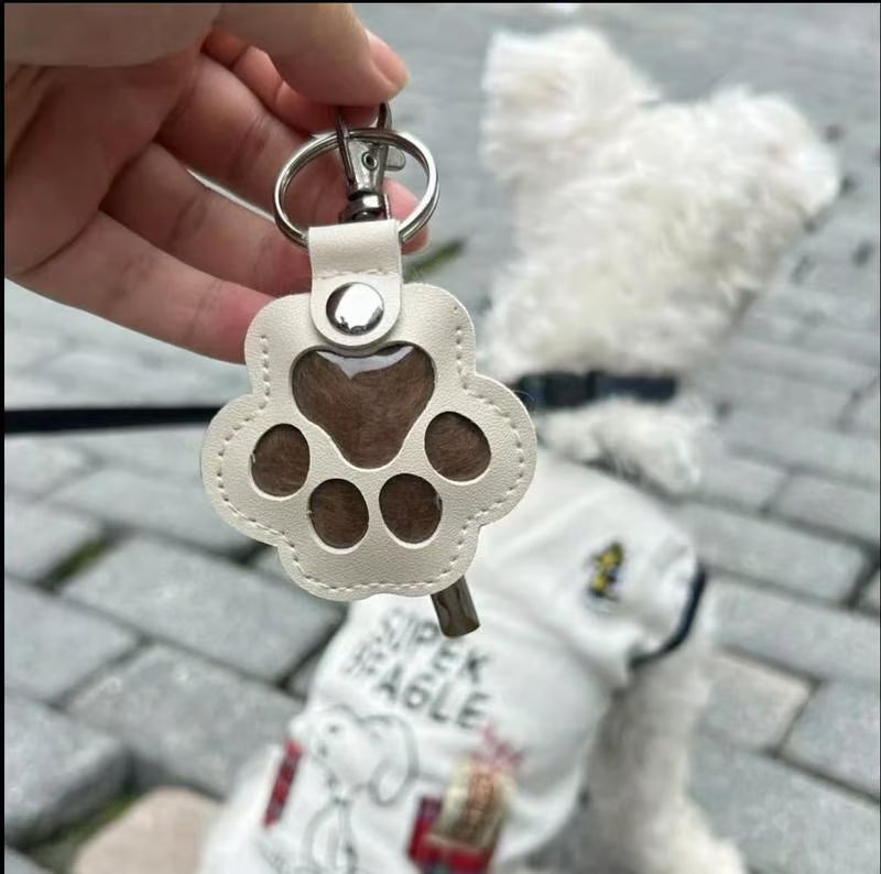 Pet Paw Shaped Leather Keychain - 4PCS