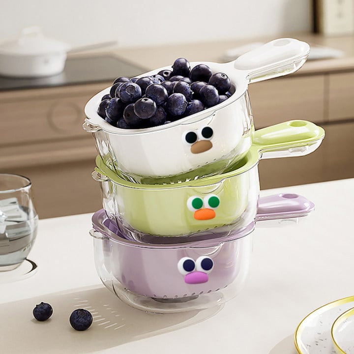 Kitchen Dual-Layer Draining Basket with Handle