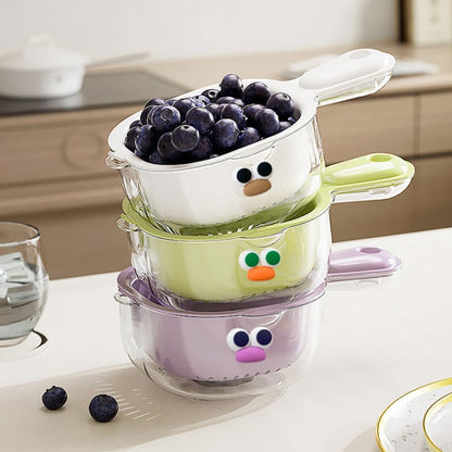 Kitchen Dual-Layer Draining Basket with Handle