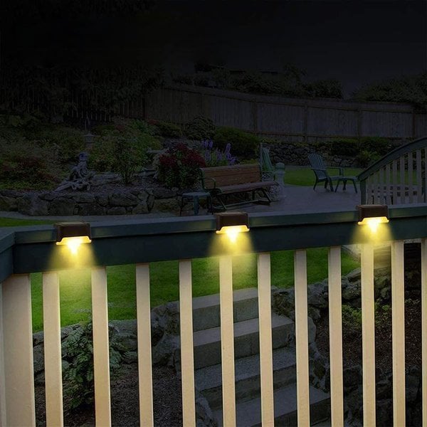 LED Solar Lamp Path Staircase Outdoor Waterproof Wall Light Pack of 4