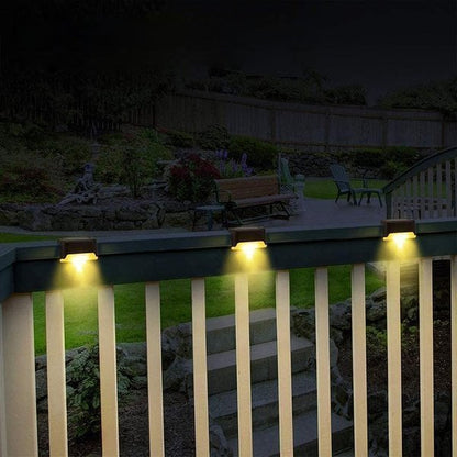 LED Solar Lamp Path Staircase Outdoor Waterproof Wall Light Pack of 4