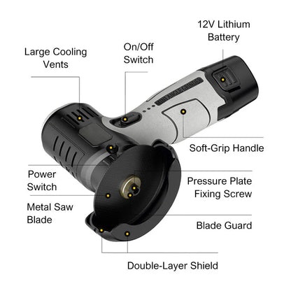 12V Mini Angle Grinder with Cutting Disc