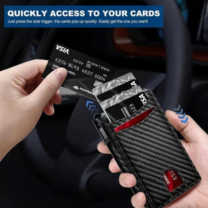 Pop-Up Slim Wallet for Men – RFID Blocking Aluminium Card Holder