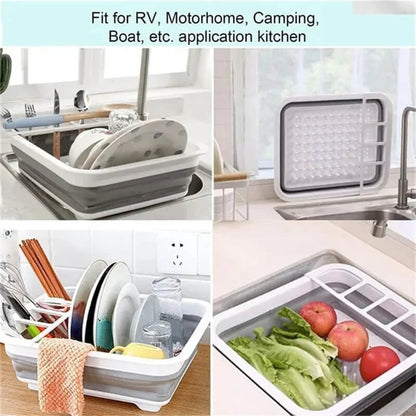 Kitchen Foldable Dish Rack with Drainer