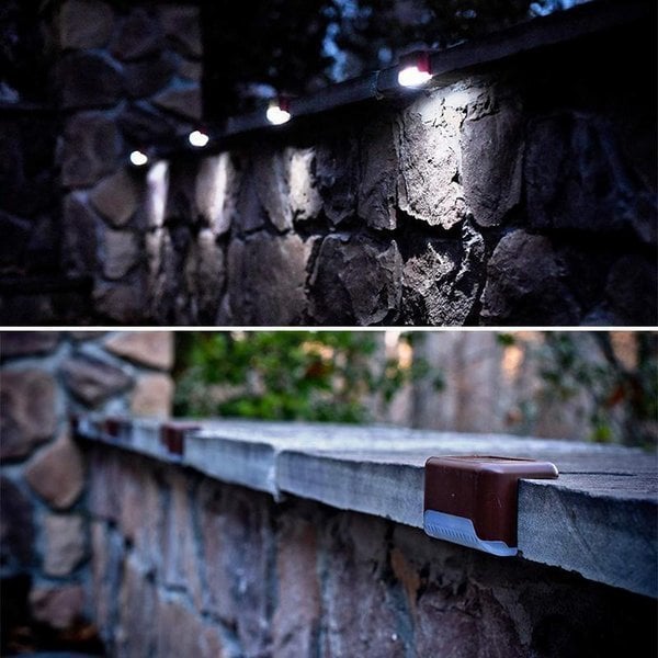LED Solar Lamp Path Staircase Outdoor Waterproof Wall Light Pack of 4