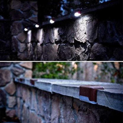 LED Solar Lamp Path Staircase Outdoor Waterproof Wall Light Pack of 4